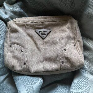Prada Studded Canapa Cosmetic Pouch